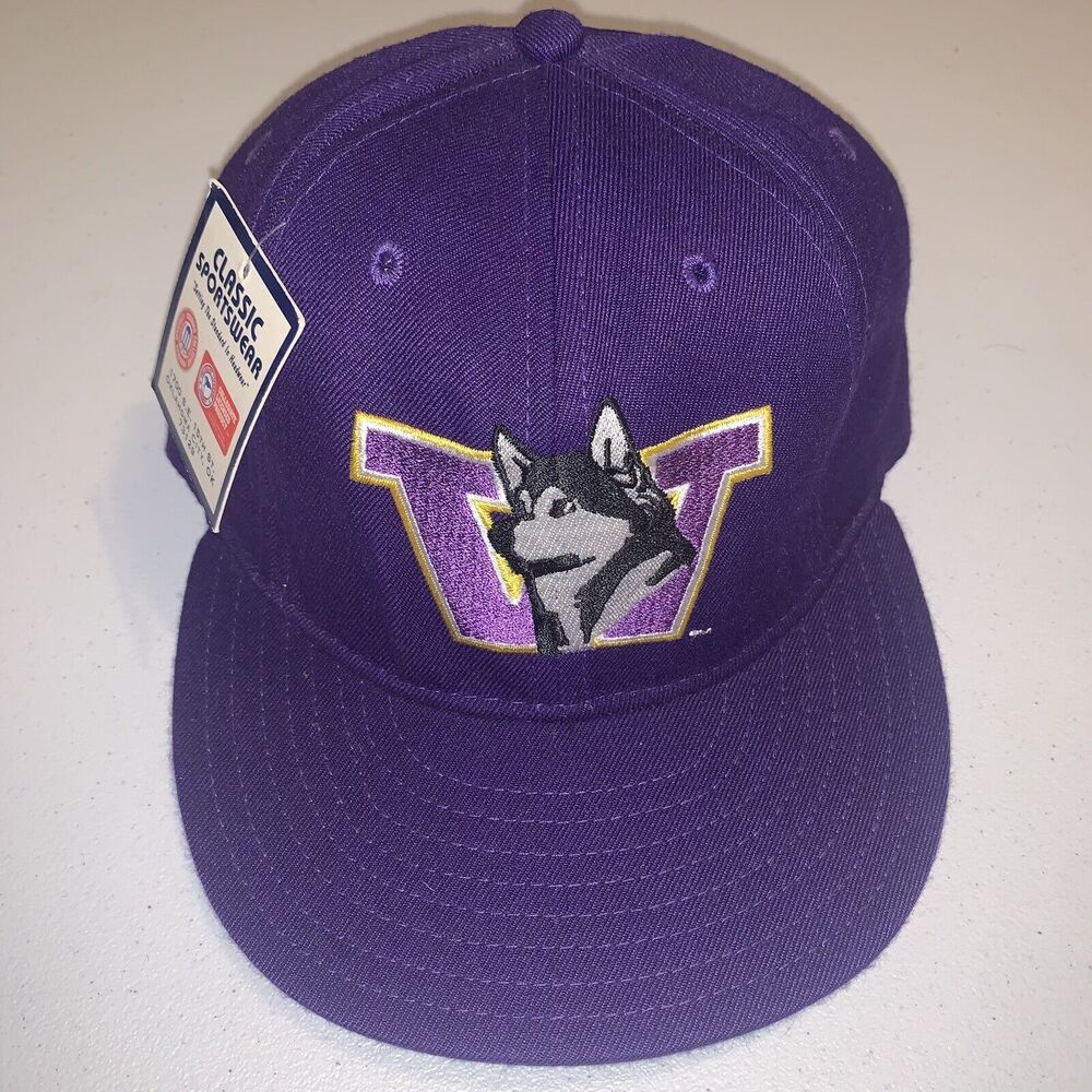 Vintage 90s University of Washington Husky Classic Sportswear Snapback Hat NWT